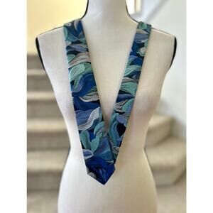 Paisley & Gray Blue Watercolor Tropical Floral Tie